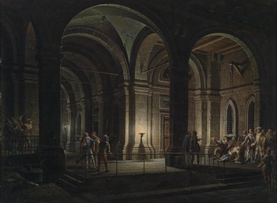 Fantastic Prison Architecture with Figures in 17th Century Costume by Josef Platzer